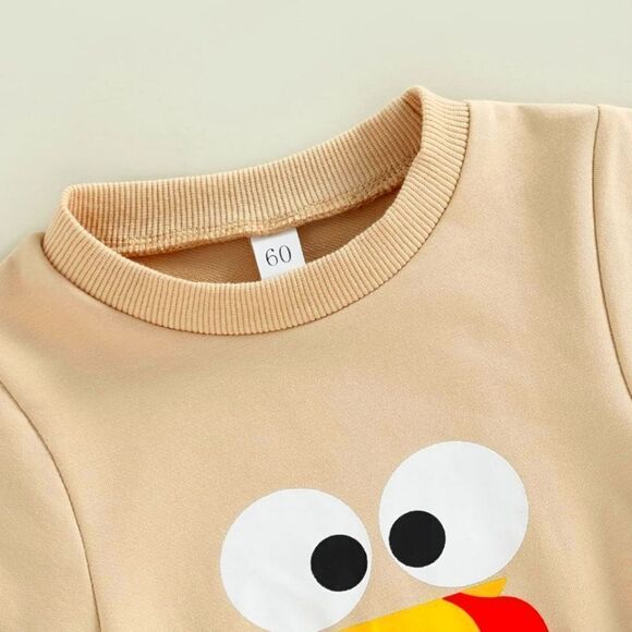 NWT Baby Thanksgiving Outfits Turkey Pullover Crewneck Sweatshirt Romper - Picture 4 of 7